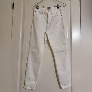 J. Crew Women's 9 inch High Rise Toothpick White Jeans